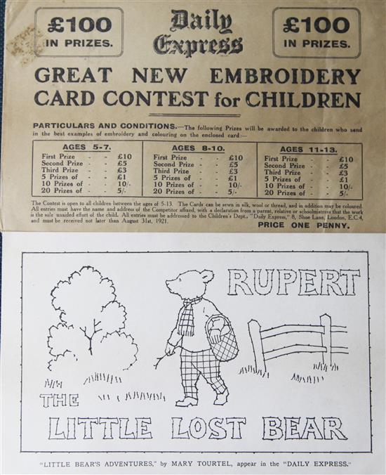 A rare 1921 Rupert embroidery card